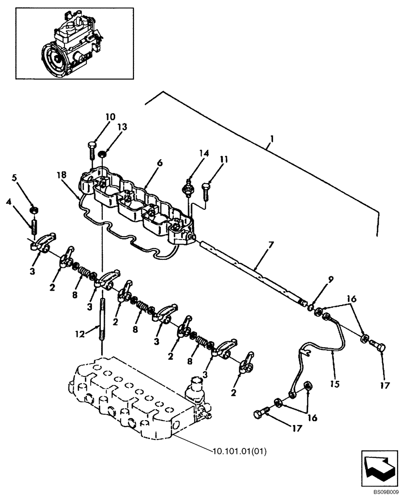 Схема запчастей Case SR150 - (10.106.05[02]) - ROCKER ARMS (10) - ENGINE