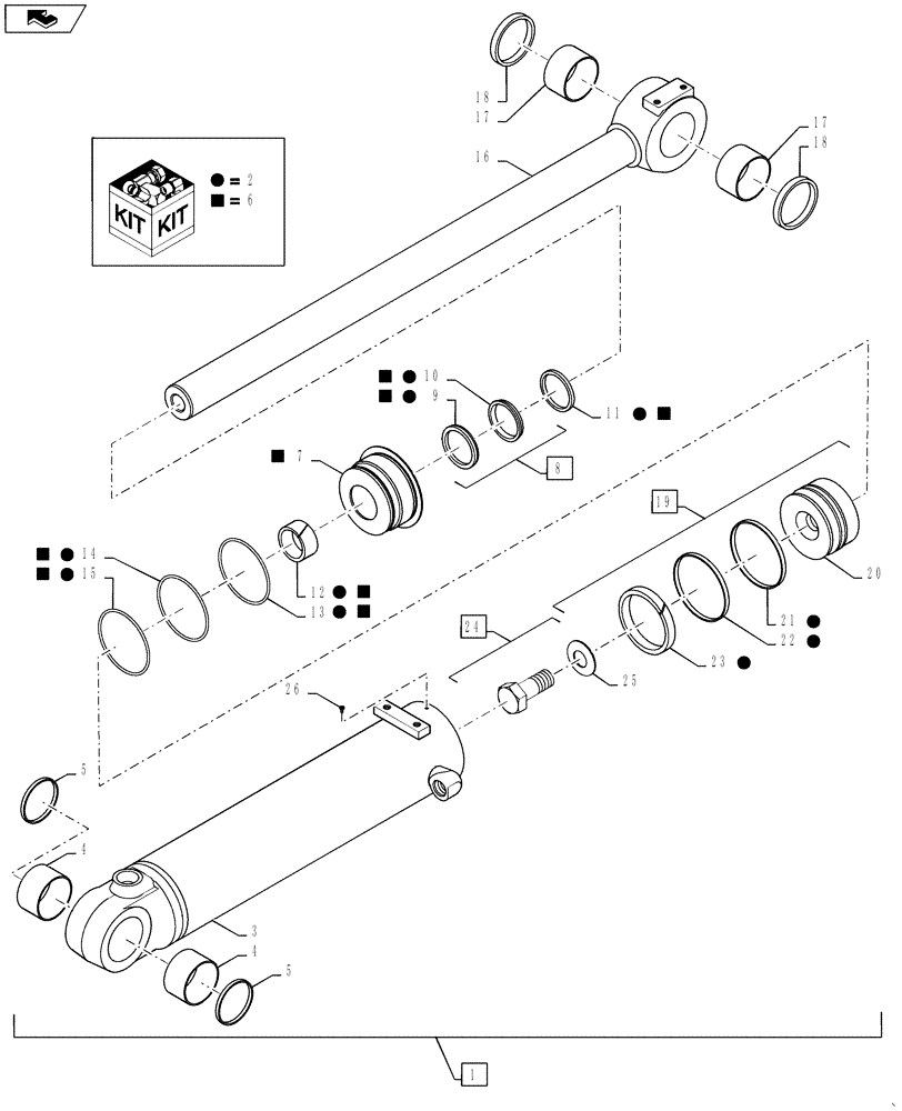 Схема запчастей Case 521F - (39.105.01[01]) - LIFT ARM CYLINDER ASSEMBLY, Z BAR (39) - FRAMES AND BALLASTING