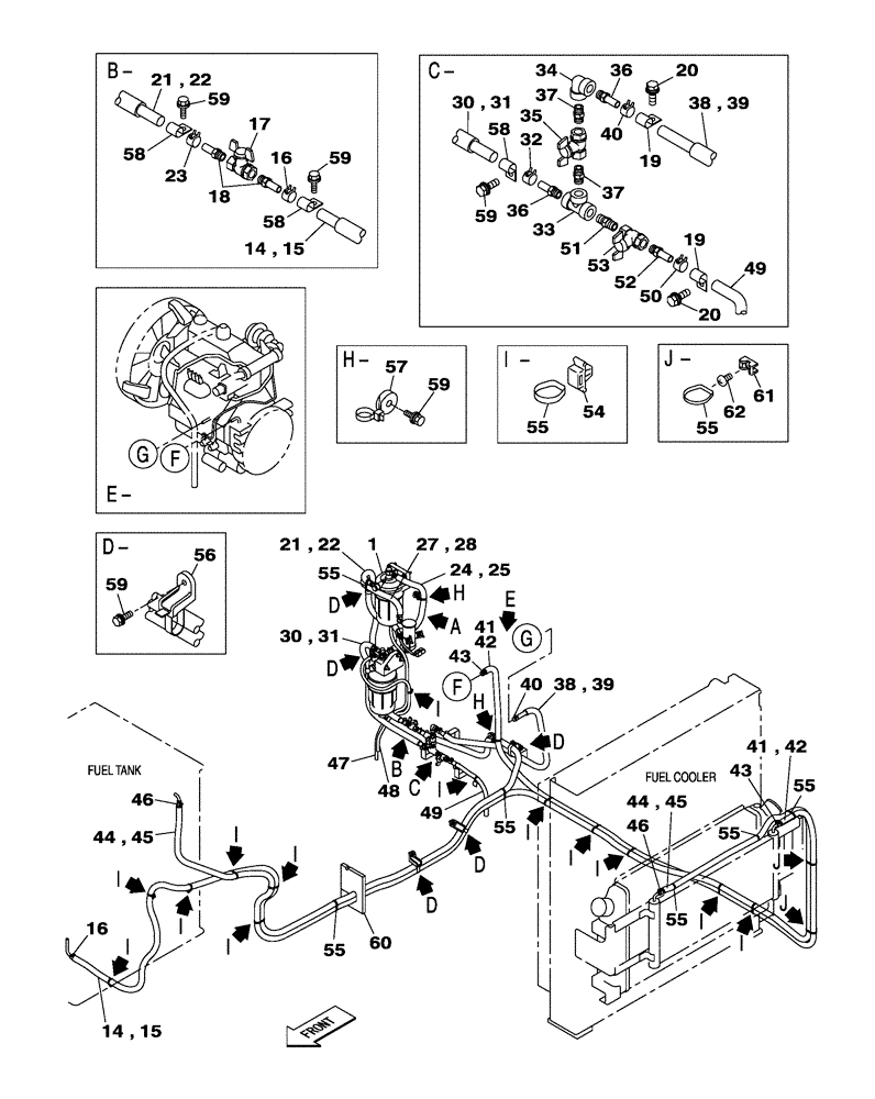 Схема запчастей Case CX300C - (03-001-00[01]) - FUEL SYSTEM (03) - FUEL SYSTEM