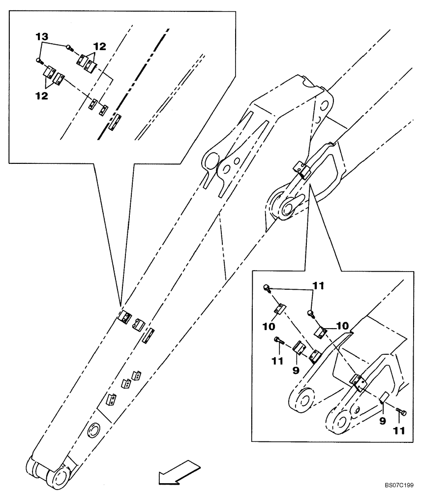 Схема запчастей Case CX210B - (09-39[02]) - CLAMPS - ARM (09) - CHASSIS/ATTACHMENTS