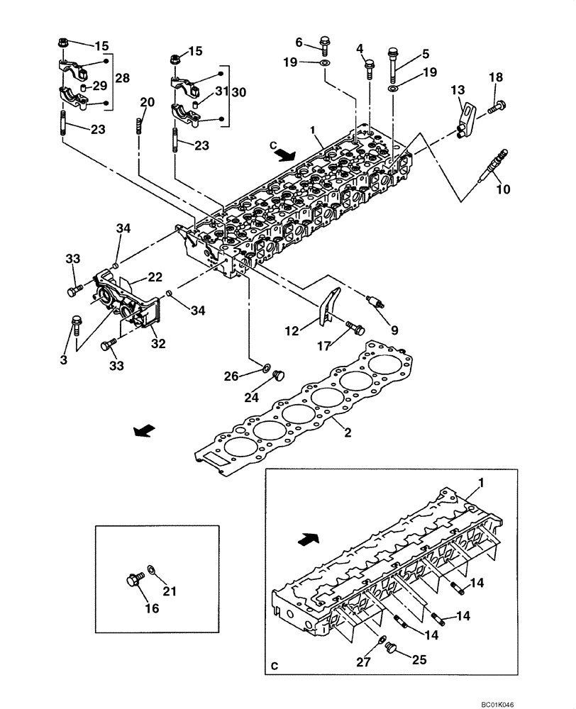 Схема запчастей Case CX800 - (02-21) - CYLINDER HEAD - GASKET (02) - ENGINE