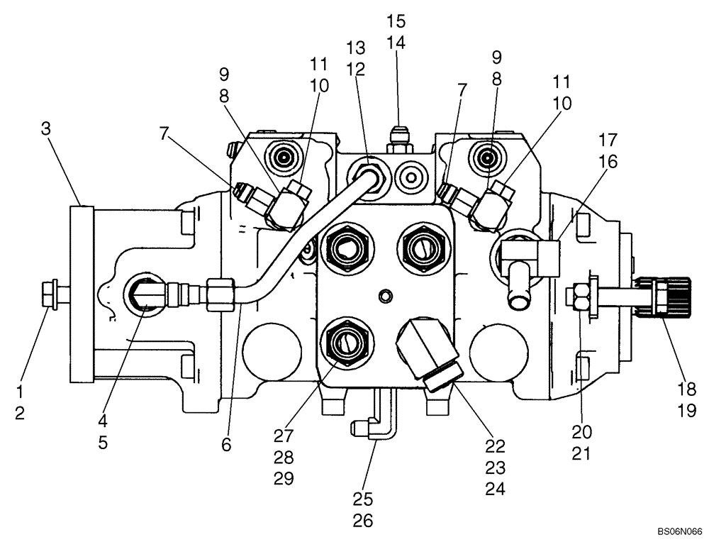 Схема запчастей Case 440CT - (06-06B) - HYDROSTATICS - PUMP FITTINGS (440CT WITH PILOT CONTROL) (06) - POWER TRAIN