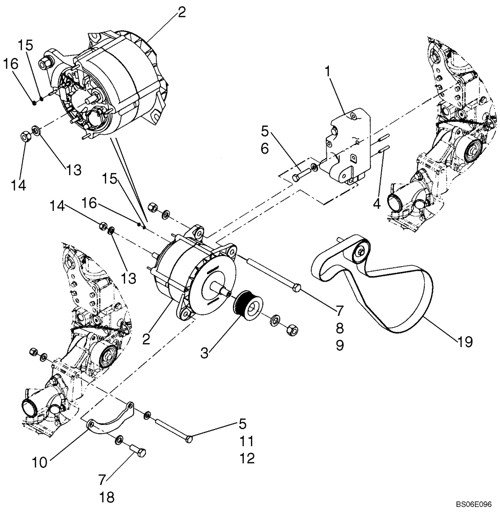 Схема запчастей Case 621F - (55.301.02) - ALTERNATOR, MOUNTING WITHOUT AIR CONDITIONING (55) - ELECTRICAL SYSTEMS