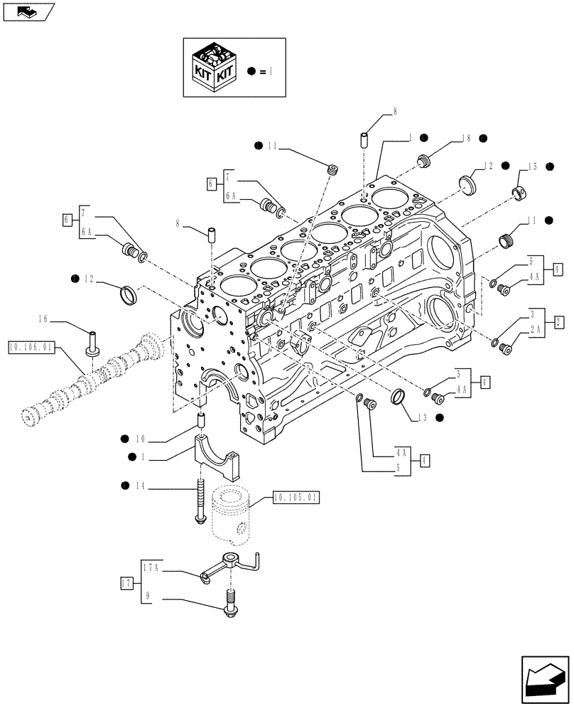 Схема запчастей Case F4DFE613F A002 - (10.001.02) - CRANKCASE (2854807) (10) - ENGINE