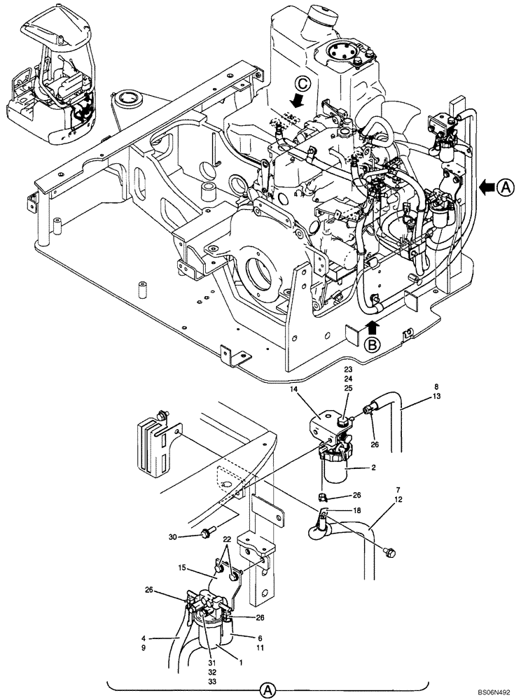 Схема запчастей Case CX17B - (01-010[00]) - FUEL LINES (PU21P00002F1) (10) - ENGINE