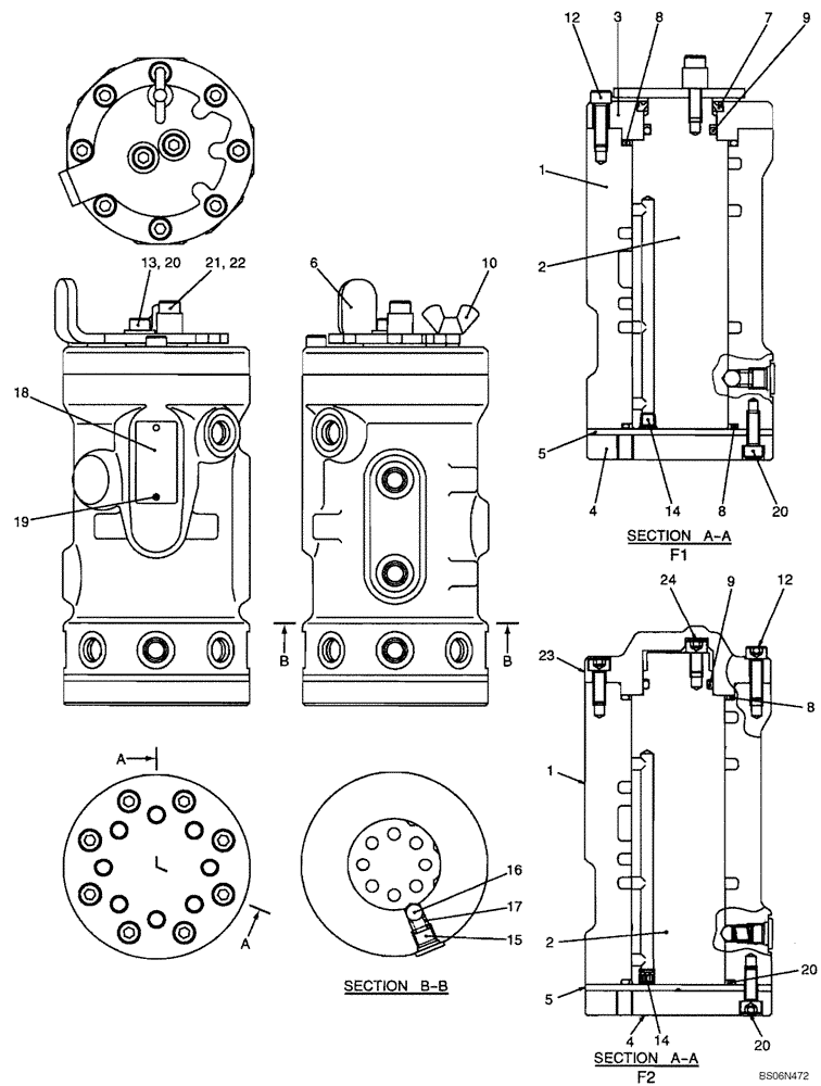 Схема запчастей Case CX17B - (08-032[00]) - VALVE ASSY, SELECTOR (PX30V00060F1, F2) (35) - HYDRAULIC SYSTEMS