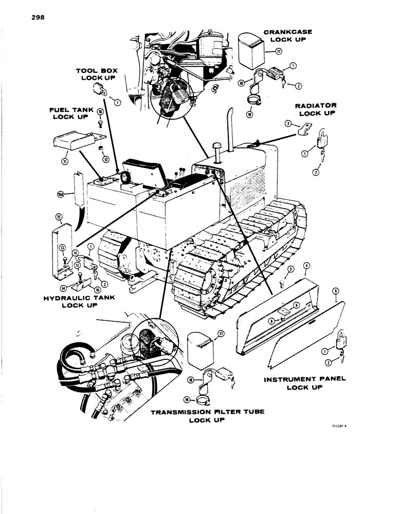 Схема запчастей Case 450 - (298) - LOCK UP PARTS, PADLOCK AND KEYS (05) - UPPERSTRUCTURE CHASSIS