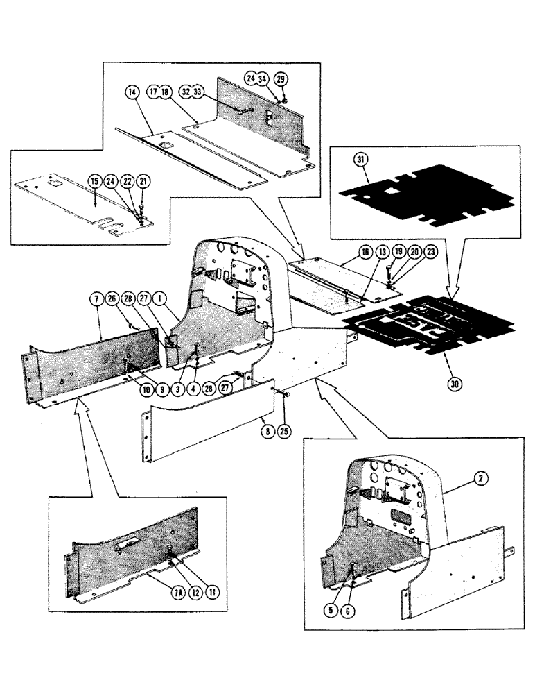 Схема запчастей Case 800 - (178) - BODY INSTALLLATION, SIDE PLATES, FENDERS, COWL & DASH (05) - UPPERSTRUCTURE CHASSIS