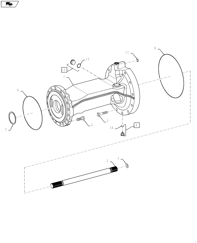 Схема запчастей Case 621F - (27.100.04) - REAR AXLE HOUSING LIMITED SLIP AND LOCKING (27) - REAR AXLE SYSTEM