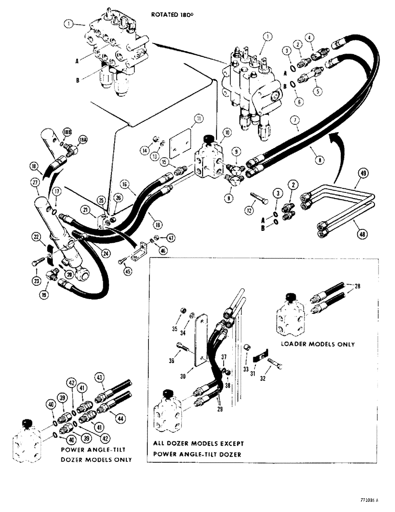 Схема запчастей Case 350 - (204) - RIPPER HYDRAULIC CIRCUIT, MODELS WITH DIVERSION VALVE (07) - HYDRAULIC SYSTEM