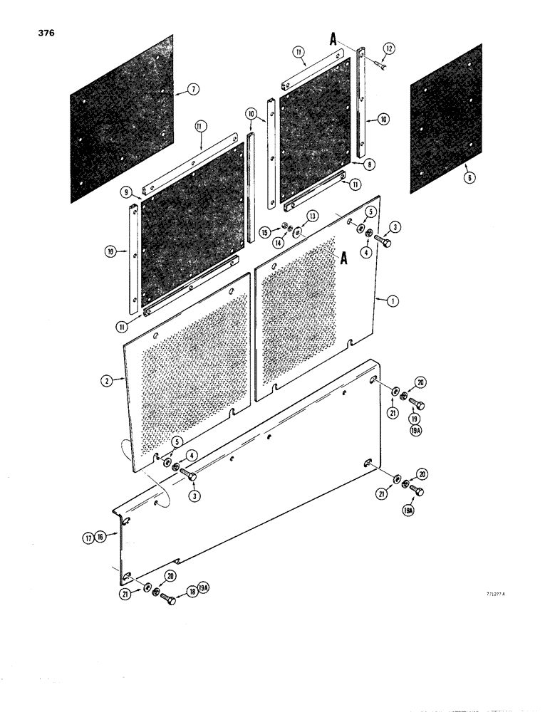 Схема запчастей Case 1450 - (376) - SIDE SHIELDS AND SCREENS (09) - CHASSIS/ATTACHMENTS