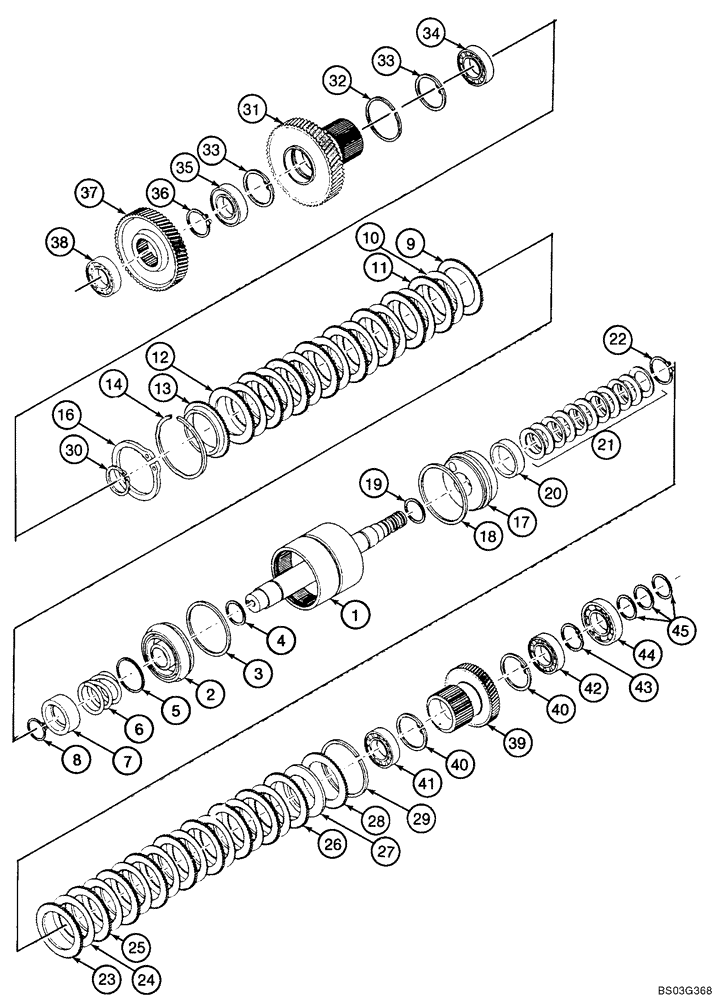 Схема запчастей Case 590SM - (06-30) - TRANSMISSION ASSY, POWERSHIFT - CLUTCH, REVERSE DRIVE (06) - POWER TRAIN