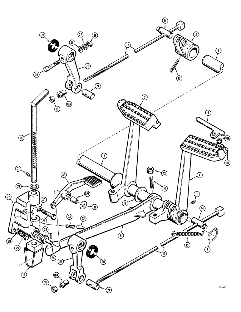 Схема запчастей Case 380CK - (070) - BRAKE PEDALS AND LINKAGE 