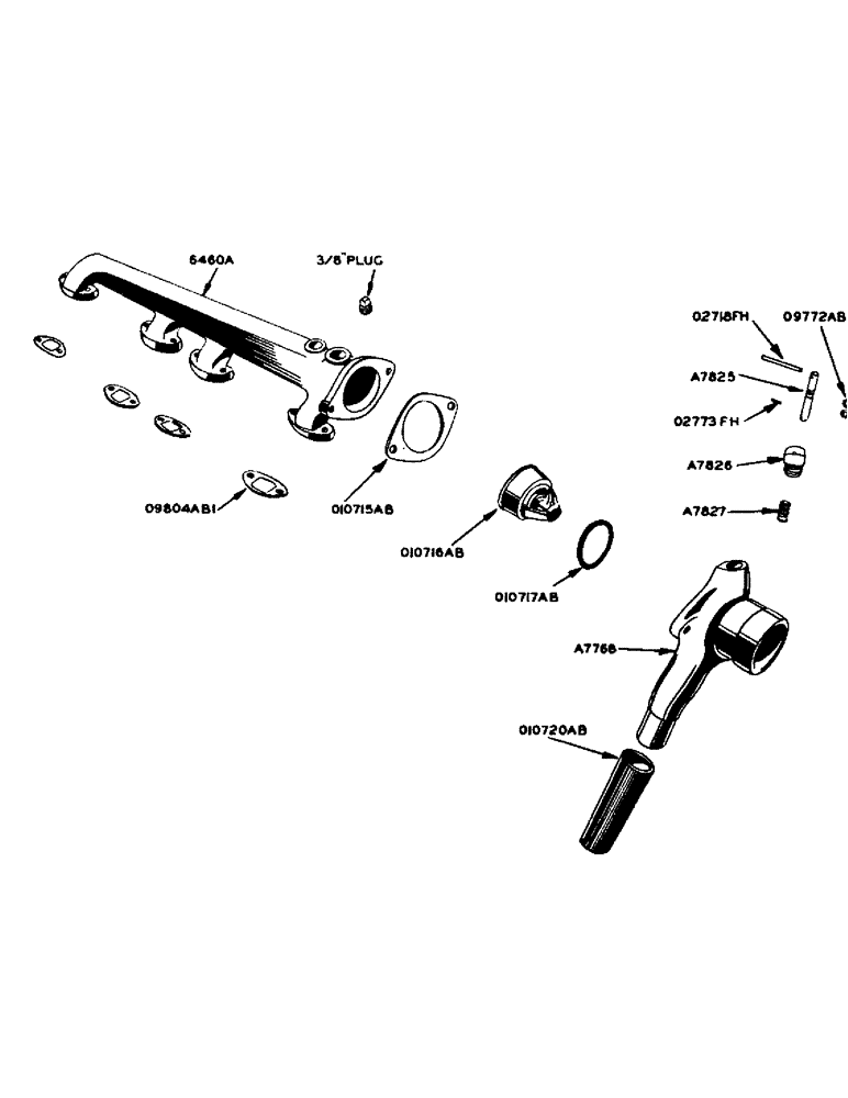 Схема запчастей Case 420 - (072) - THERMOSTAT AND WATER MANIFOLD (10) - ENGINE