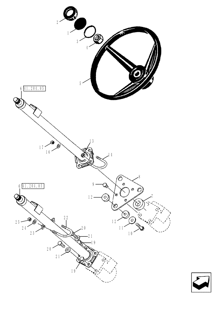 Схема запчастей Case 580SM - (41.204.08) - STEERING WHEEL - COLUMN (41) - STEERING