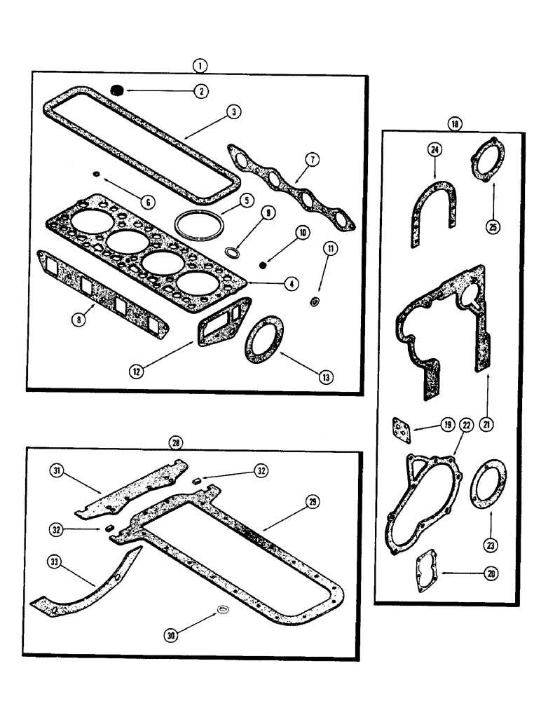 Схема запчастей Case 480CK - (021C) - ENGINE GASKET KITS, (188) DIESEL ENGINE, USED PRIOR TO ENGINE SERIAL NUMBER 2639536 