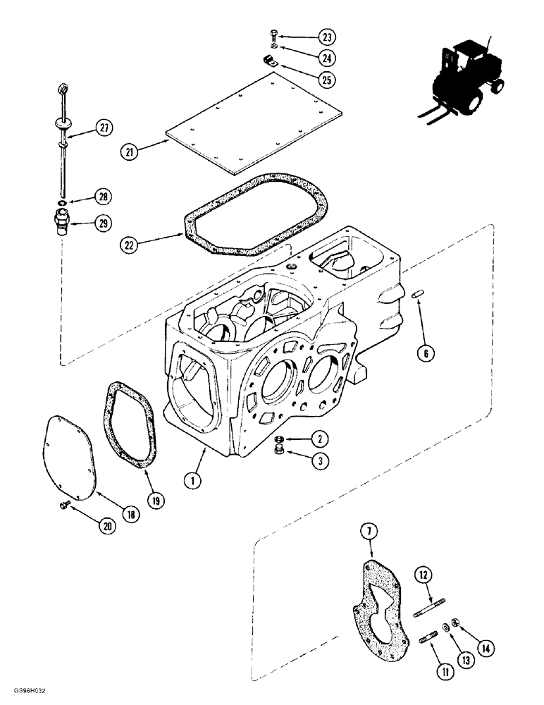 Схема запчастей Case 585E - (6-60) - TRANSAXLE TRANSMISSION HOUSING, 4 WHEEL DRIVE (06) - POWER TRAIN