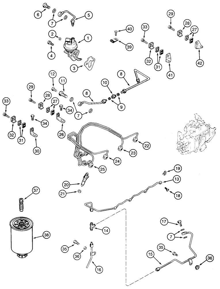 Схема запчастей Case 90XT - (03-05) - FUEL INJECTION SYSTEM NORTH AMERICA - JAF0245224, 4T-390 ENGINE (03) - FUEL SYSTEM