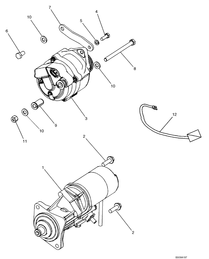 Схема запчастей Case 570MXT - (04-03) - STARTER MOUNTING - ALTERNATOR MOUNTING (04) - ELECTRICAL SYSTEMS