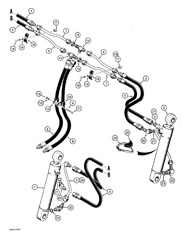 Схема запчастей Case 480F - (8-016) - LOADER CLAM CYLINDER HYDRAULIC CIRCUIT (08) - HYDRAULICS