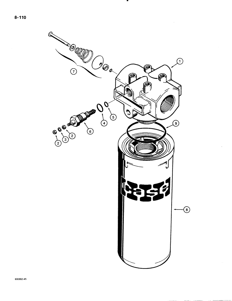 Схема запчастей Case 480E LL - (8-110) - D131293 HYDRAULIC OIL FILTER (08) - HYDRAULICS