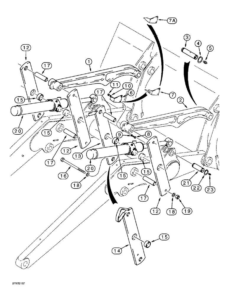 Схема запчастей Case 580SL - (9-012) - LOADER FRAME BUCKET LINKS AND BUCKET CYLINDER LINKS (09) - CHASSIS/ATTACHMENTS