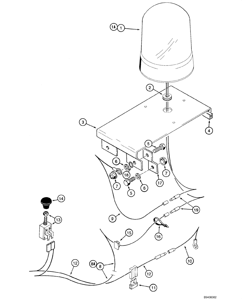 Схема запчастей Case 1845C - (04-11) - BEACON, ROTATING (04) - ELECTRICAL SYSTEMS