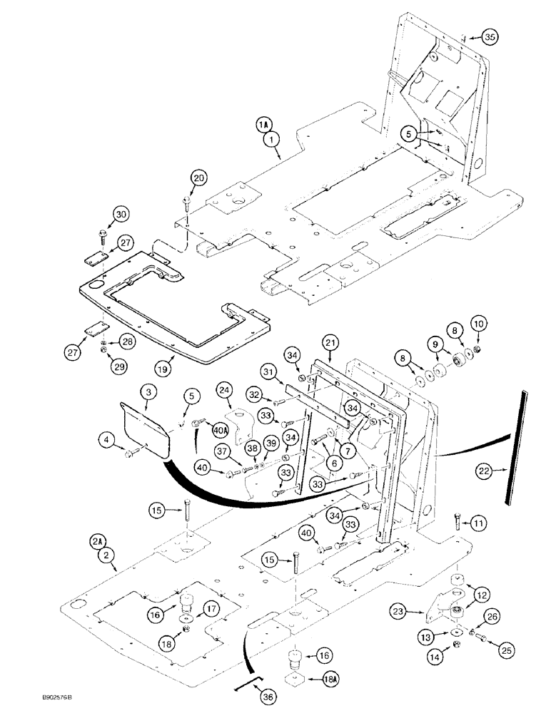 Схема запчастей Case 580SK - (9-096) - OPERATORS COMPARTMENT FRAME AND MOUNTING (09) - CHASSIS/ATTACHMENTS