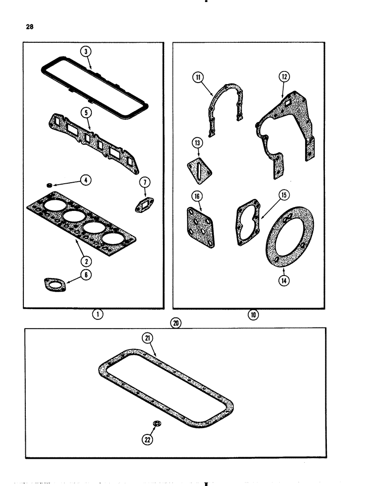 Схема запчастей Case 1845B - (028) - ENGINE GASKET KITS, 159 SPARK IGNITION ENGINE (02) - ENGINE