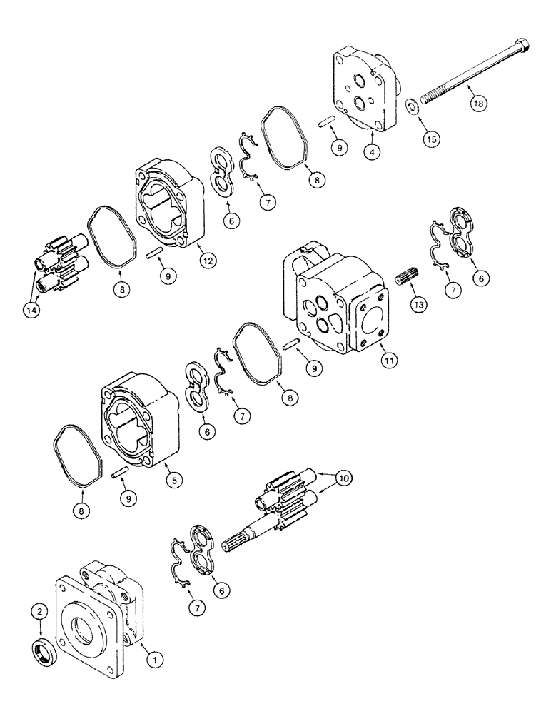 Схема запчастей Case 580SK - (8-344) - EQUIPMENT HYDRAULIC PUMP (08) - HYDRAULICS