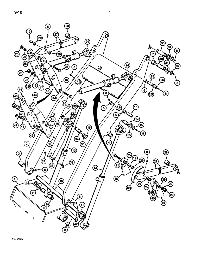 Схема запчастей Case 680L - (9-010) - LOADER LIFT FRAME D141737 AND MOUNTING PARTS (09) - CHASSIS/ATTACHMENTS