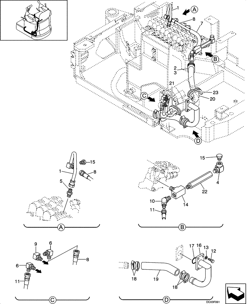 Схема запчастей Case CX14 - (08-02[00]) - HYDRAULIC LINES - HYDRAULIC PUMP (08) - HYDRAULICS