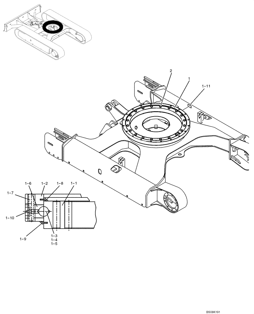 Схема запчастей Case CX50B - (02-003) - RING ASSY, SLEWING (PH40F00005F1) (04) - UNDERCARRIAGE