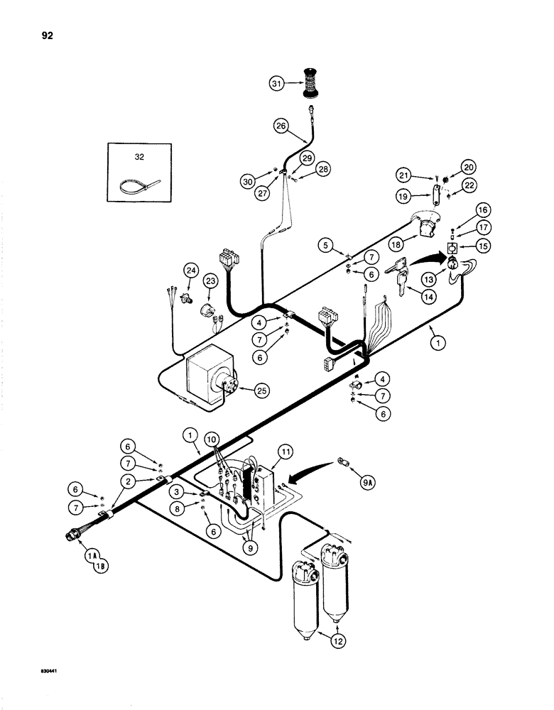 Схема запчастей Case 1280 - (092) - ELECTRICAL HARNESS - CAB AND TURNTABLE (06) - ELECTRICAL SYSTEMS