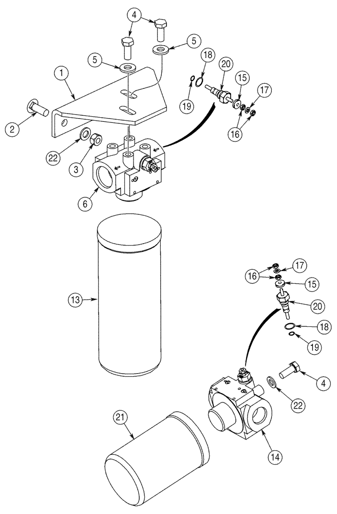 Схема запчастей Case 95XT - (06-14) - FILTER ASSEMBLY MOUNTING (NORTH AMERICA JAF0311357- / EUROPE JAF0274360-) (06) - POWER TRAIN