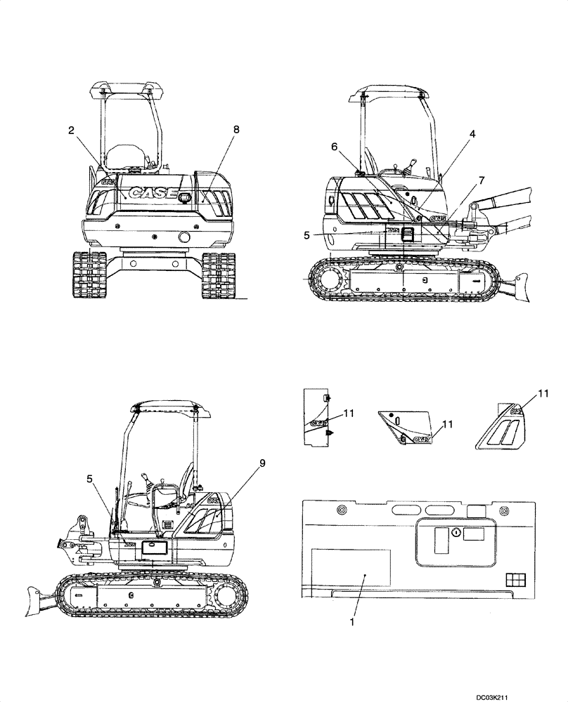 Схема запчастей Case CX47 - (09-53[00]) - DECALS (POSITION) (09) - CHASSIS/ATTACHMENTS