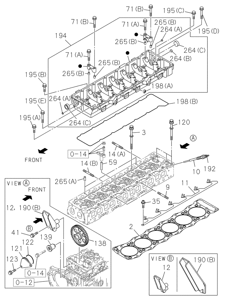 Схема запчастей Case CX470C - (02-011-02[01]) - CYLINDER HEAD (01) - ENGINE