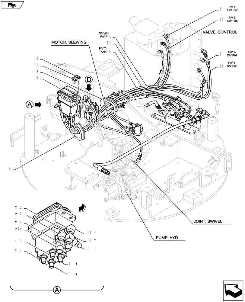 Схема запчастей Case CX27B ASN - (35.353.04) - CONTROL LINES, PROPEL (35) - HYDRAULIC SYSTEMS