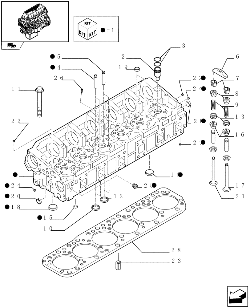 Схема запчастей Case F3BE0684J E902 - (0.06.0) - CYLINDER HEAD & RELATED PARTS (504053191 - 504053193 - 504053195) 