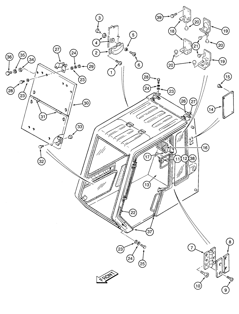 Схема запчастей Case 9020 - (9-36) - CAB VANDAL GUARDS (09) - CHASSIS