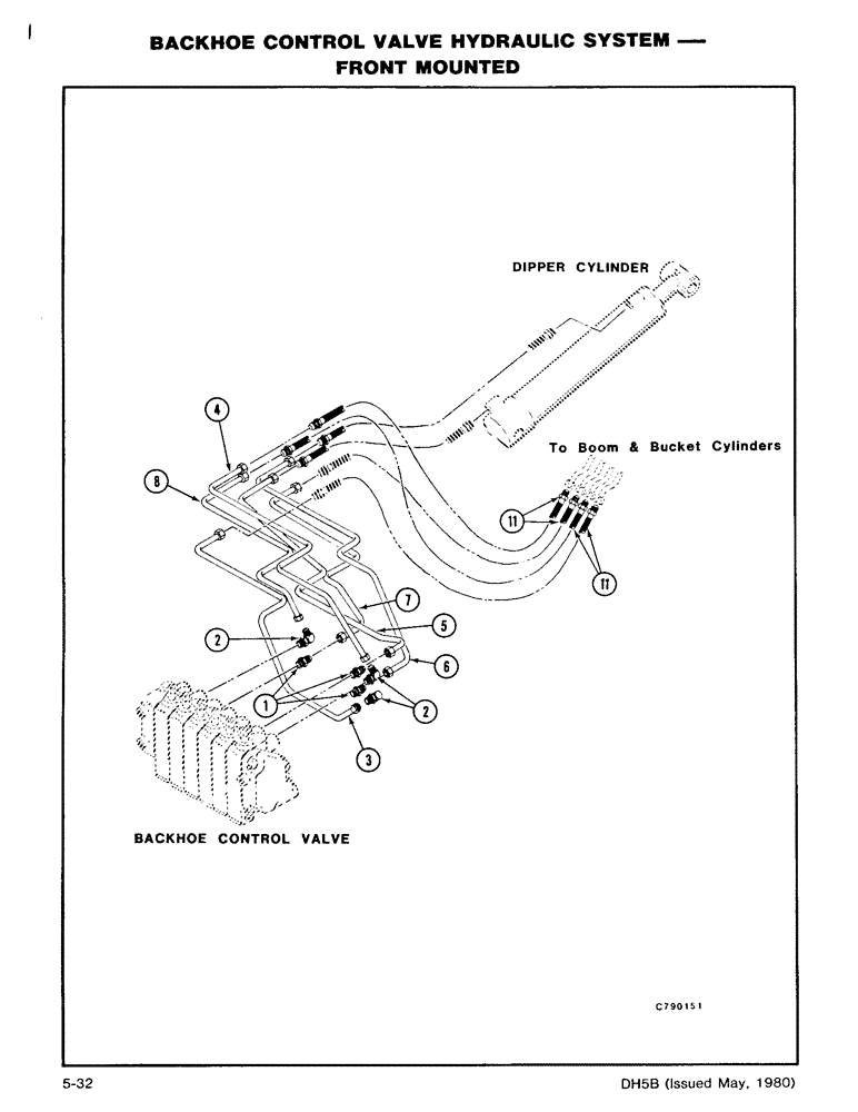 Схема запчастей Case DH5 - (5-32) - BACKHOE CONTROL VALVE HYDRAULIC SYSTEM -, FRONT MOUNTED (35) - HYDRAULIC SYSTEMS