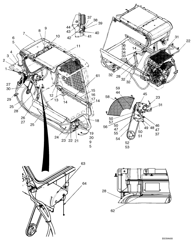 Схема запчастей Case 410 - (09-48) - HEAT AND AIR CONDITIONING SYSTEM (09) - CHASSIS