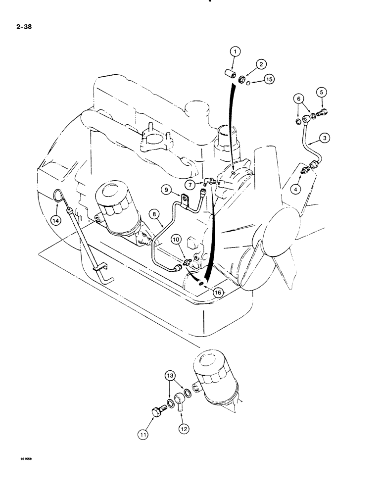 Схема запчастей Case DH4B - (2-38) - ENGINE OIL COMPONENTS (02) - ENGINE