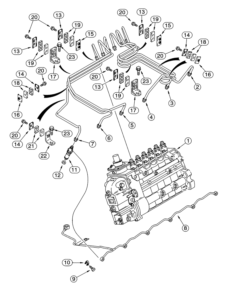 Схема запчастей Case 621C - (03-010) - FUEL INJECTION SYSTEM (NORTH AMERICA/EUROPE), 6T-590 EMISSIONS CERTIFIED ENGINE (03) - FUEL SYSTEM