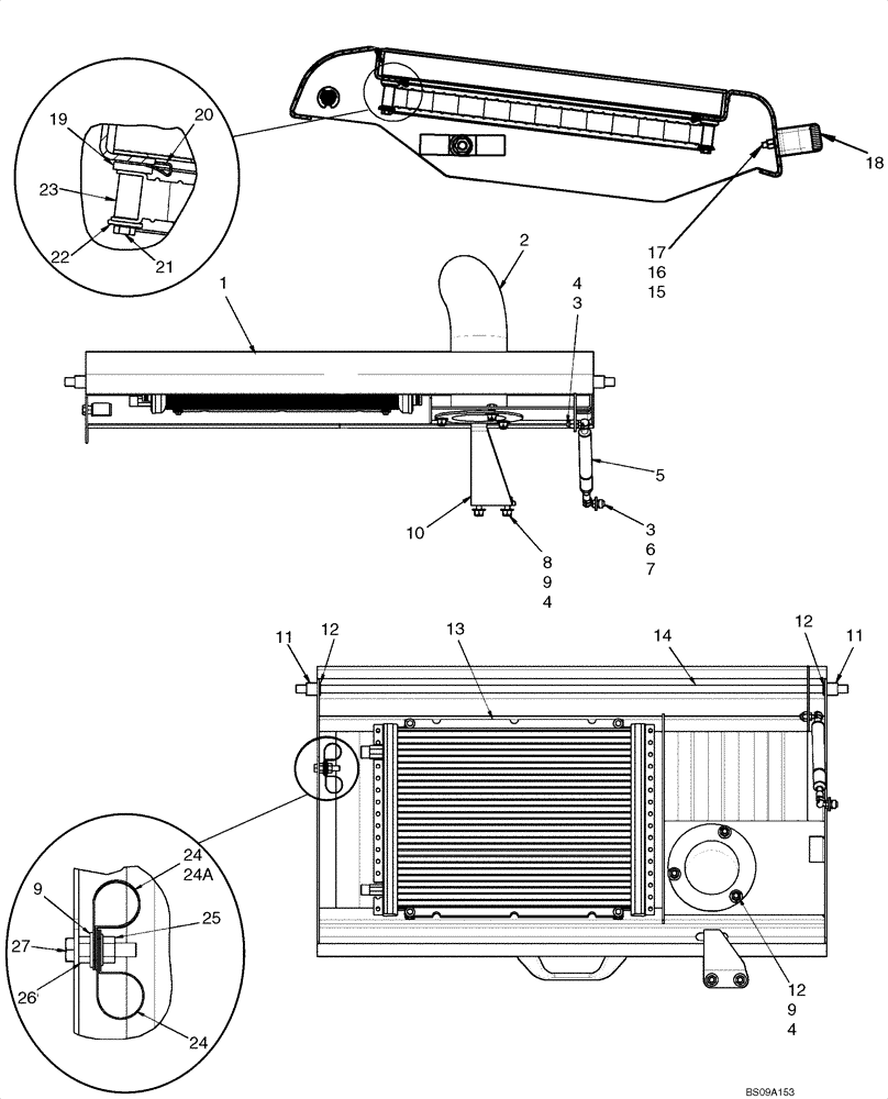 Схема запчастей Case 430 - (09-21[01]) - HOOD - AIR CONDITIONING (BSN 415565) (09) - CHASSIS