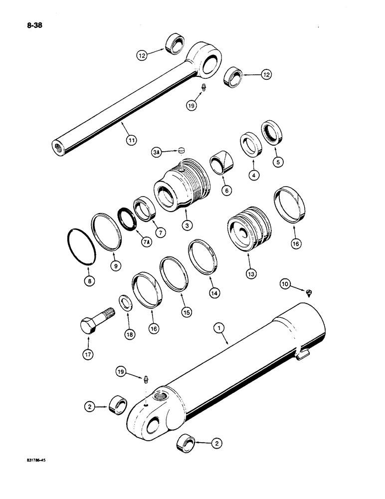 Схема запчастей Case W14C - (8-38) - BUCKET CLAM CYLINDERS (08) - HYDRAULICS