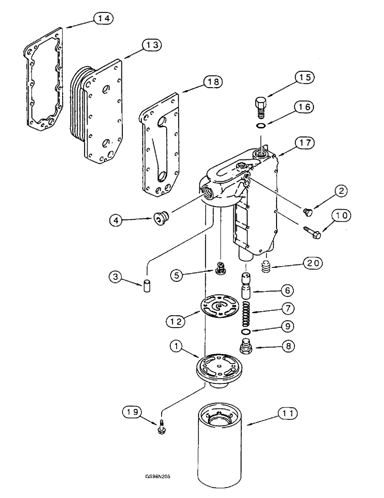 Схема запчастей Case 821B - (2-25A) - OIL FILTER AND COOLER 6T-830 EMISSIONS CERTIFIED ENGINE TRACTOR P.I.N. JEE0050601 AND AFTER (02) - ENGINE