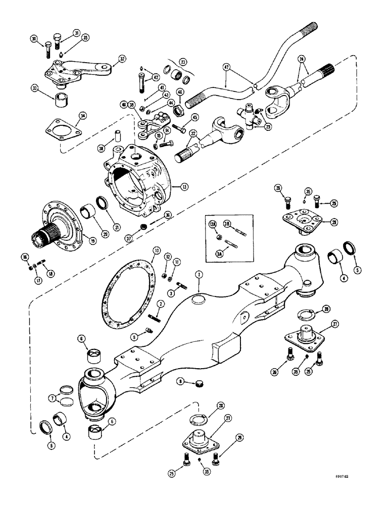 Схема запчастей Case W9B - (186) - L11612 AND L15394 REAR STEERING AXLES, AXLE HOUSING AND STEERING (06) - POWER TRAIN