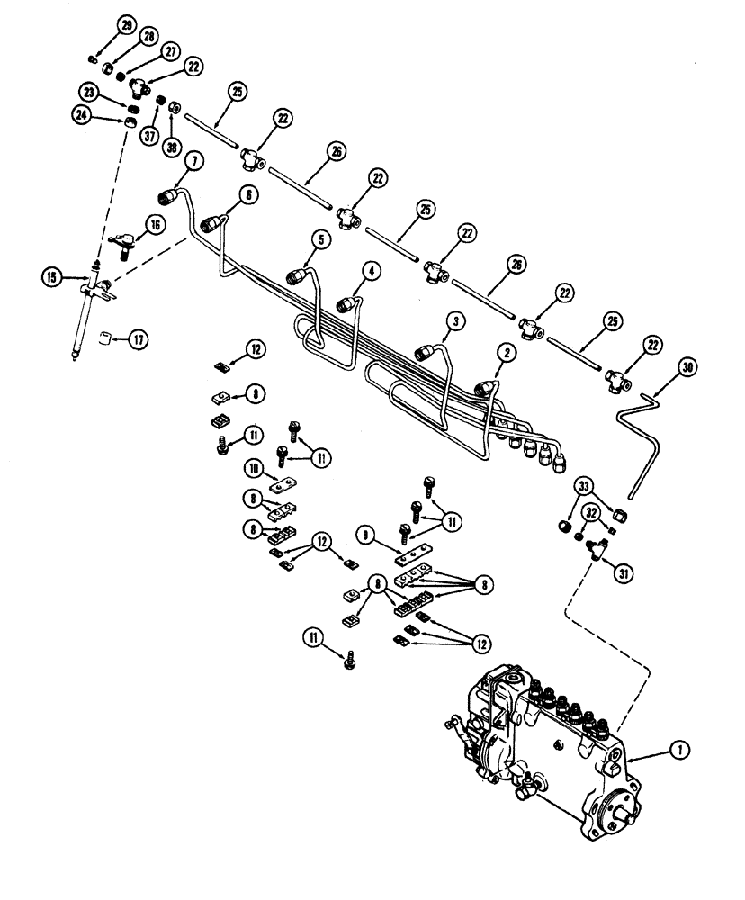 Схема запчастей Case W20 - (030) - (401BD) DIESEL ENGINE FUEL INJECTION SYSTEM (03) - FUEL SYSTEM