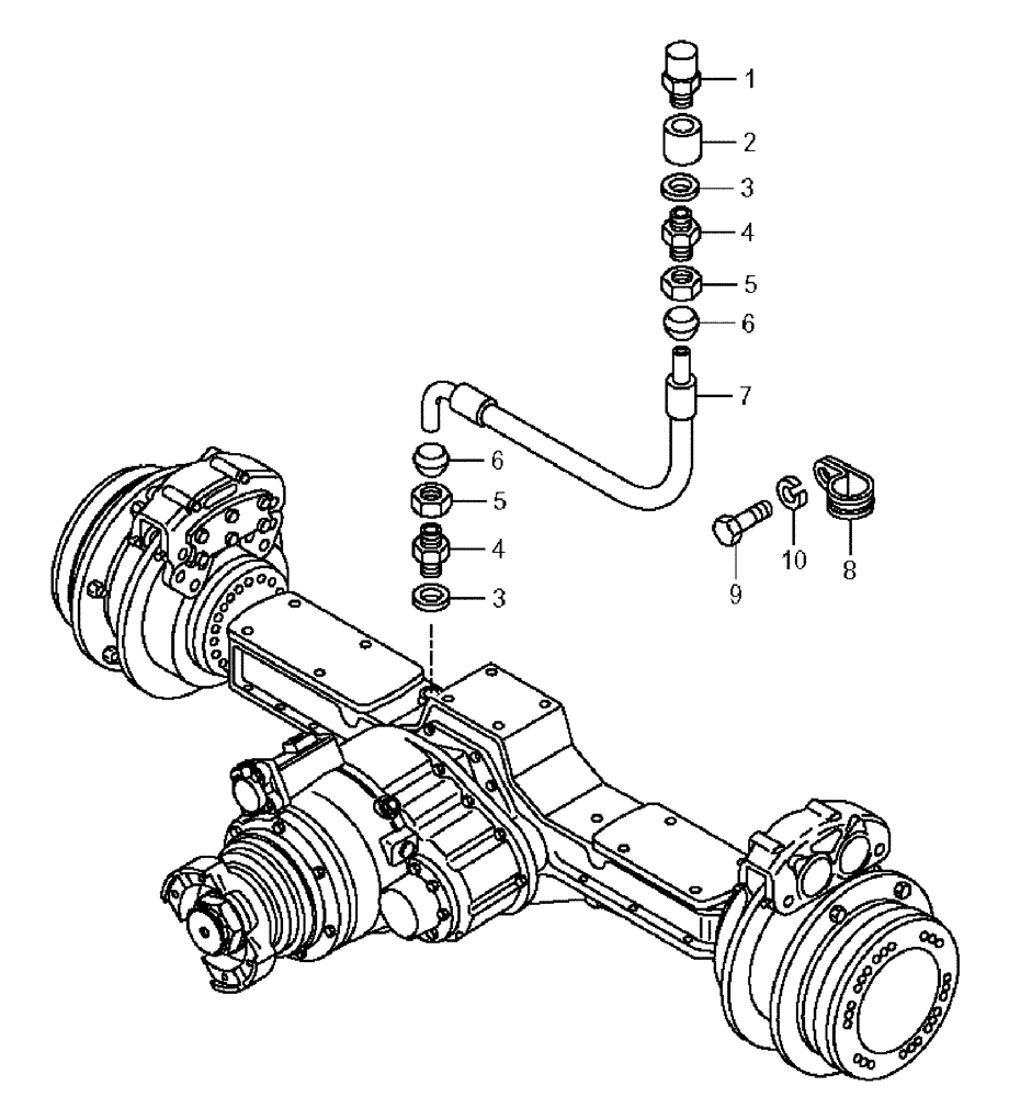 Схема запчастей Case 330 - (32A00000623[02]) - INTERMEDIATE AXLE - BREATHER (11) - AXLES/WHEELS